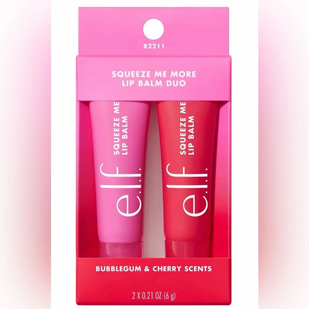 e.l.f. 2PC! Squeeze Me More Lip Balm Duo, Bubblegum💖/Cherry 🍒 BNIB!